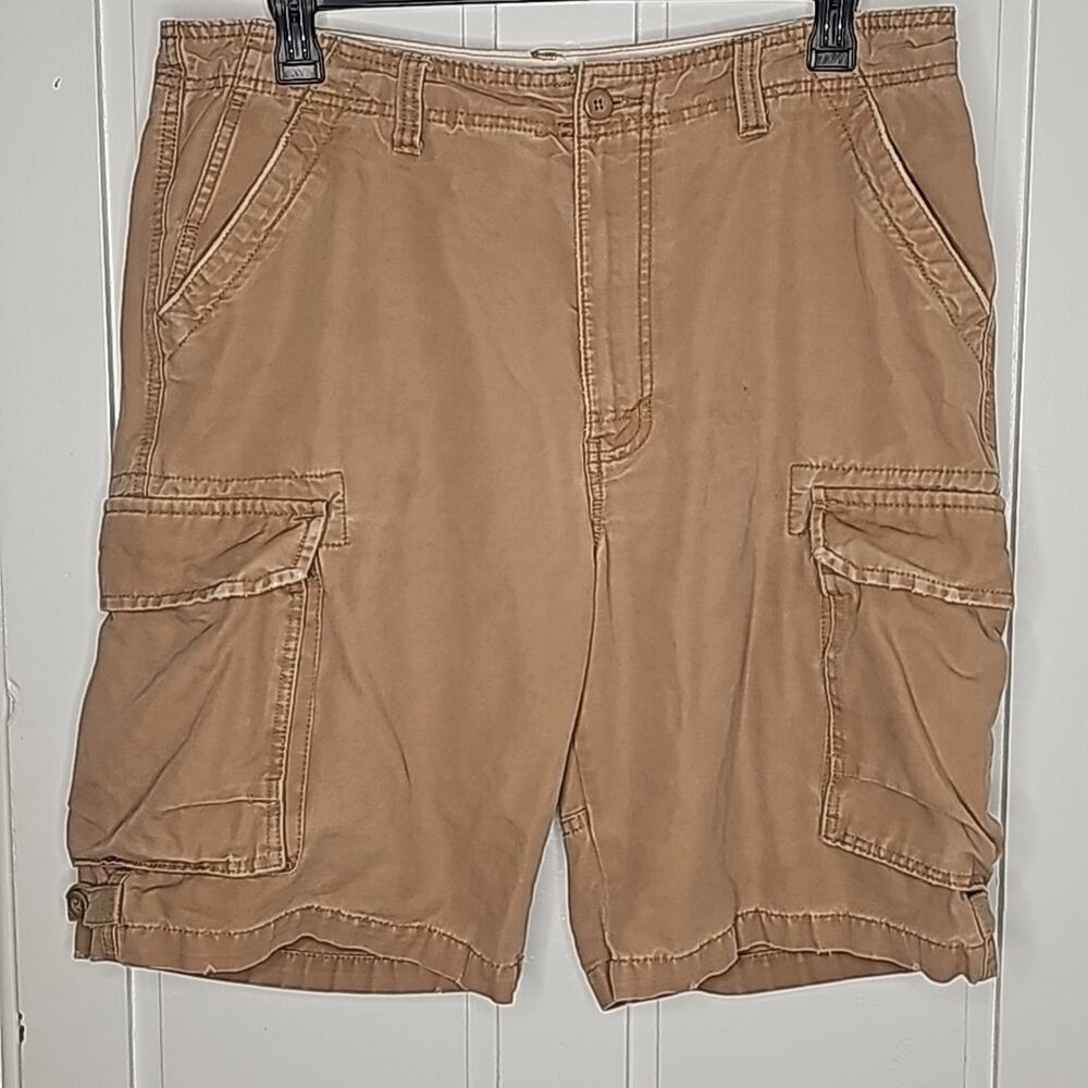 Men's Dark Khaki Cargo Shorts with Button Pockets sz 36"